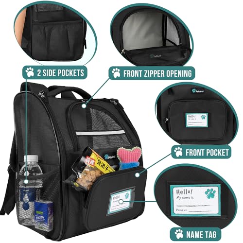 PetAmi Dog Backpack Carrier Airline Approved Cat Pet Puppy Bag, Black - color: Black