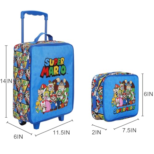 Super Mario Bros Group Shot & All-Over Character Print 14" Pilot Case Set - color: Super Mario Bros Group Shot