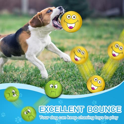 3.14" Squeaky Dog Toys Funny Smile Face Chewing Latex Rubber Soft Fetch Play Interactive Squeaky Dog Balls for Puppy Small Medium Pet Dog (6PCS) - color: Large Size Squeaky Dog Toys 6PCS