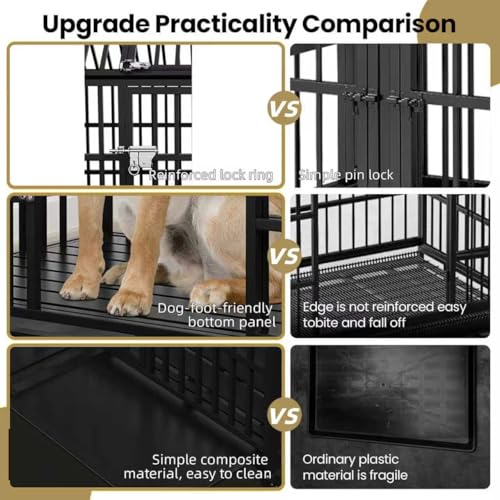 54 Dog Crate with Mat, Large Dog Crat for for Large Dogs, Heavy Duty Dog Kennel Indoor with Roof Top, XL,XXL Dog Cage forTwo Dogs - size: 54''