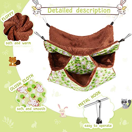 Weewooday 3 Pcs Rat Hammock 3 Tier Ferret Hammock Cage Hanging Bed Cage Accessories for Pet Guinea Pig Hamster Parrot Sugar Glider Ferrets Rat Chinchilla Playing Sleeping(Blue, Purple, Green) - color: Blue, purple, green