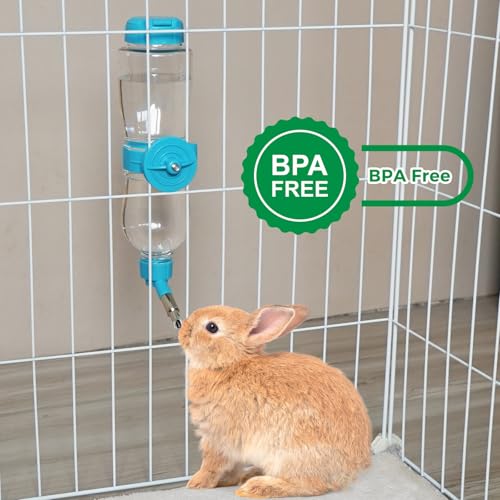 VANNON 17oz Small Animal Water Dispenser for Crate, Parrots Water Bottle for Cage, Chewproof Pet Water Bottle for Rabbits, Guinea Pigs, Ferrets, Chinchillas and Other Small Rodents, Top Fill, Blue - color: Blue