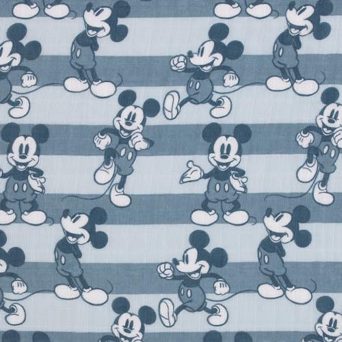 Disney Mickey Mouse 3 Piece Muslin Swaddle Baby Blanket Set - color: Mickey Mouse Gray, Charcoal, and White