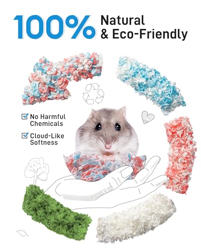 BUCATSTATE Hamster Bedding 101L, Truly 99% Dust-Free Paper Bedding, Blue | FSC-Certified Material, Expands 3X, Cozy Paper Bedding for Guinea Pigs, Colorful Hamster Cage Accessories with Odor Control - color: Rosy, size: 101L