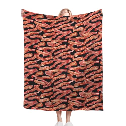 Funny Bacon Blanket, Food Throw Blankets, Meat Fuzzy Plush Blanket Ultra Soft for Bacon Lover Gift Kids Teens Women Men Girls Boys Stuff Decor for Home Bedding Sofas Couch Camping 50"X40" - color: Bacon, size: 50"x40"