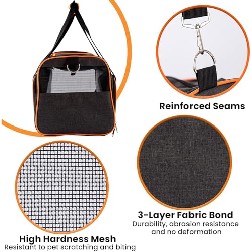 Pet Carrier Airline Approved, 17x11x11 TSA Travel Carrier | 5-Side Expandable Entry, Lightweight Alloy Frame, Collapsible Storage, Washable Wool Mat, Comfortable Bag for Cats & Dogs