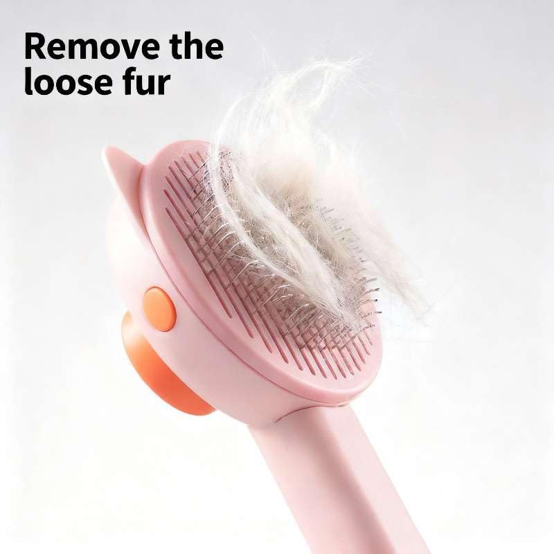 Cat Brush for Shedding, Kitten Brushes for Indoor Cats, For Long or Short Haired Cats,Cat Hair Brush Grooming Deshedding Brush for Dog Kitten Removes Loose Fur and flea removal comb, Pink