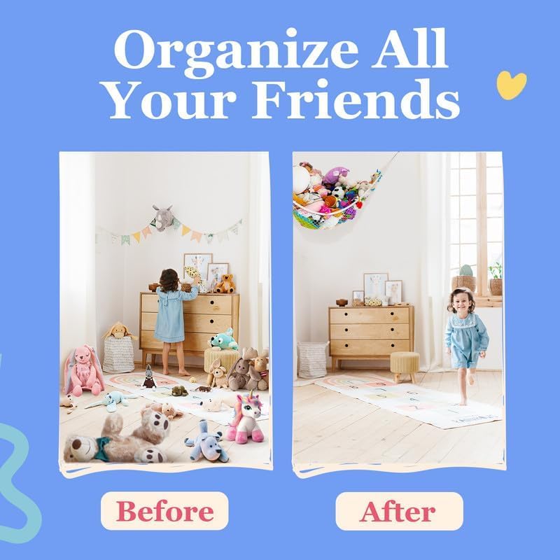 Stuffed Animal Hammock XL | Corner Stuffed Animal Storage & Plushie Net | Extra Large Toy Hammock for Stuffed Animals | Easy Hang, Hardware Included | Black Bedroom Decor | by Lilly's Love - color: Black, size: 1 Pack (XL) - 79" x 63" x 63"