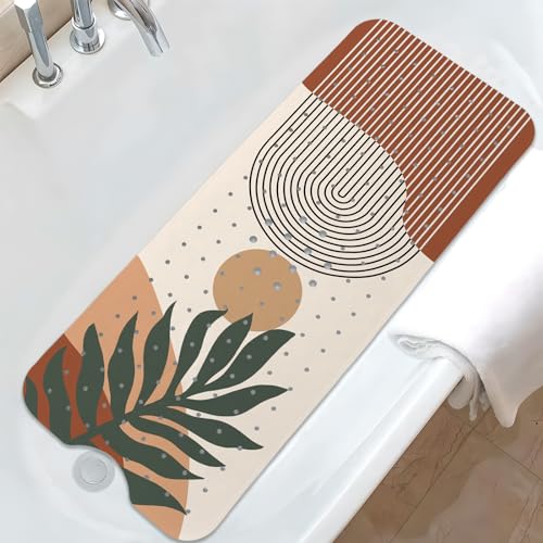 Rainbow Bathtub Mat Non Slip, Boho Baby Bath Mat for Tub Rubber Tub Mat, Kids Bath Mats for Bathroom Abstract Anti Slip Shower Mat with Suction and Drain Holes Machine Washable, 40″X16″ - color: B06, size: 40" x 16" (Rectangular)