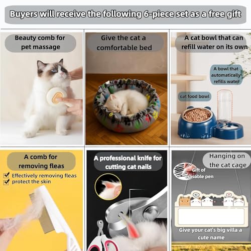 Indoor Cat Cage with Litter Box,Complimentary Cat Bed, Bowl,Teaser Wand，Cat House Large cat Villa Playpen Outdoor, Large Cat Enclosure, Small Animal Dog Kennel (41.8" Lx18.1 Wx41.8 H) - size: 41.8"L x 18.1"W x 41.8"H