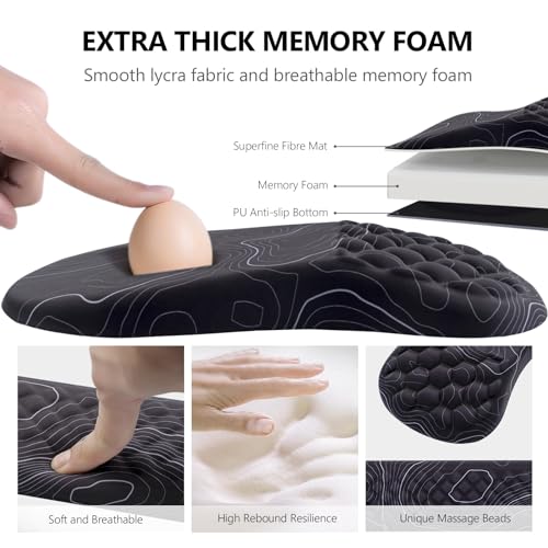 Mouse Pad Wrist Support, Laokiiy 2 in1 Keyboard Wrist Rest+ Ergonomic Mouse Pad, Non-Slip Wrist Rest for Computer Keyboard, Made Easy Typing & Relieve Wrist Pain(Black White) - color: Black White
