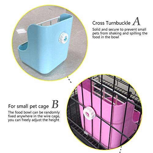 Hay Food Bin Feeder, Hay and Food Feeder Bowls Manger Rack for Rabbit Guinea Pig Chinchilla and Other Small Animals (Pink) - color: Pink