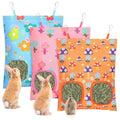 UPINS 3Pack Guinea Pig Hay Feeder Bag,Bunny Rabbit Cage Bag Hanging Holder | Guinea Pig Cage Feeder,for Bunny Rabbits,Chinchillas,Hamsters,Small Pets,and Animals - color: Pink Blue Orange