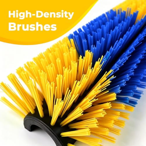 2PCS Horse Scratcher Goat Brush Post, Livestock Scratching Brushes | Stiff Bristle, Itch Relief, Self-grooming, Full Massage, Livestock Scratch Brushes w/Durable Screws Cleaning Tool and Gloves - color: Yellow