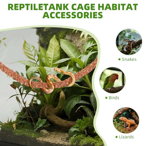 Snake Climbing Rope,Snakes Ladders Toys, Reptile Tank Accessories (Orange) | Snake Enrichment Supplies, Reptile Climbing Toys for Small Reptile, Ball Python, Corn, Hermit, Crab, Lizards, Geckos - color: Orange