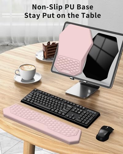 Ergonomic Mouse Pad Wrist Rest Support for Carpal Tunnel Pain Relief | Massage Design Mousepad, Memory Foam, Non-Slip PU Base for Computer Desk, Pink - color: Pink