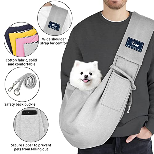 Dog and Cat Sling Carrier - Hands Free Reversible Pet Papoose Bag - Soft Pouch and Tote Design - Suitable for Puppy, Small Dogs Cats Outdoor - color: Classic Grey