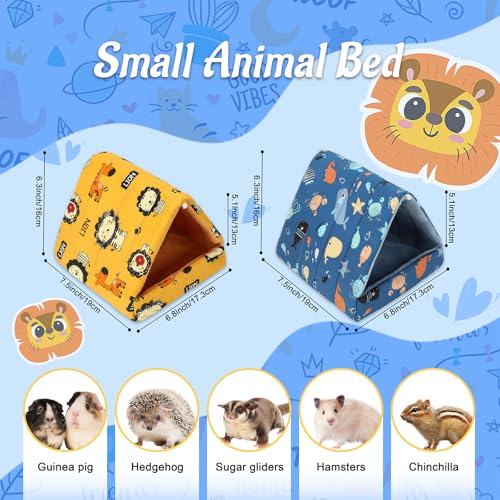 YUEPET 2 Pack Guinea Pig Bed, Washable Guinea Pig Hideouts | Guinea Pig House, Soft Plush Fabric, Washable Beds, Hanging Cage Design, Ocean & Lion-Deer Themes - color: Lion and Whale