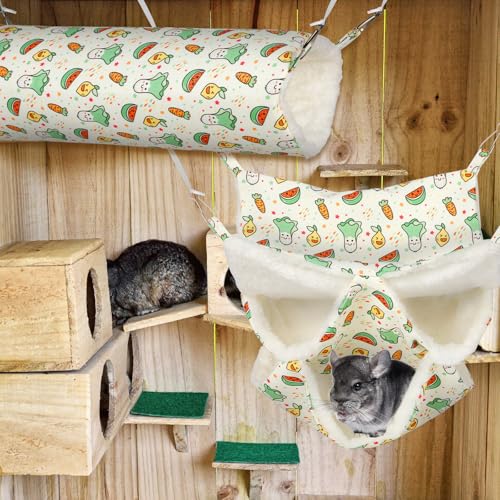 PETKNOWS 2 Pack 3 Tier Ferret Hammock Bed for Cage Small Animal | Soft Plush Fabric, Ferret Bed and Rat Cage Accessories, Suitable Guinea Pig, Ferret, Kitten, Squirrel, Chinchilla, Parrot