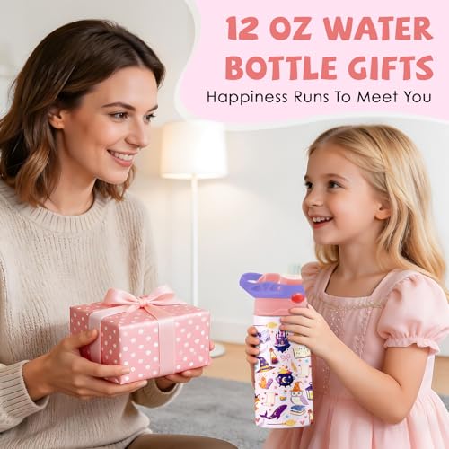 Wizard Magic 12 oz Water Bottle with Straw – Kids Stainless Steel Vacuum Insulated Cup, Leakproof Pop-Up Spout, Reusable Travel Mug for Boys and Girls Outdoor Sports - color: Magic1