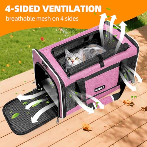 Cat Carrier Soft-Sided Travel Bag for Medium to Large Cat Over 15lbs | Small Puppy Dog Carry Crate 12 Pounds, Top Entry, Breathable Mesh, Pet Kitten Rabbit Cage Bag Transport Kennel Collapsible - color: Pink