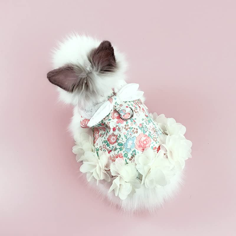 Bunny Harness and Leash,Adjustable Soft Guinea Pig Clothes Pet Rabbit Ferret Harness Costumes for Small Animals Dress - color: Floral, size: Small