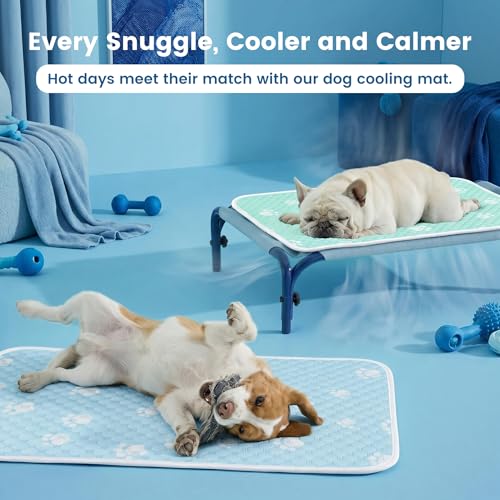 Cooling Mat for Medium Dog, Waterpoof Q-Max>0.5 Breathable Cold Crate Pad for Puppy Cat, Washable Kennel Bed for Active Pet with Chill Soothing Fabric to Rapid Cooling, 27.5×19.6, Green - color: Mint Green, size: 27.5"×19.6"