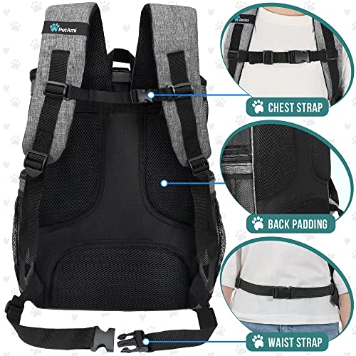 PetAmi Dog Backpack Carrier, Airline Approved 4-Way Entry Cat Backpack Carrier, Ventilated Mesh, Collapsible Pet Carrier for Small Puppy, Kitten, Hiking, Travel Car, Vet, up to 18 lbs, Heather Gray - color: Heather Gray