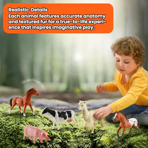 Zippytots 6PCS Farm Animal Toys for Kids 3-5 Realistic Plastic Farm Animal Figurines Educational Learning Toy for Toddlers Boys Girls Kids Farm Toys - style: 6-PC Farm Animal Figures Set