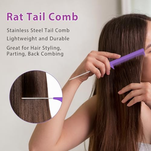 BRUSHZOO Hair Brush Set for Women All Hair Detangling Styling, Purple | Detangler brush,Hair Spray bottle,Teasing brush,Rat tail comb, for wet dry All hair,for women men kid - color: Purpe