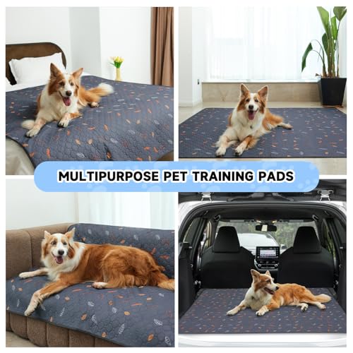 Sunheir 2 Pack Washable Guinea Pig Pee Pads, 24" x 48" Waterproof Reusable Guinea Pig Cage Liners, Absorbent Bedding Training Mat for Small Animal Guinea Pigs Rabbit Bunny Hamster (Leaves - Deep Grey) | Waterproof Super Absorbent Small Animal Mat for Guin
