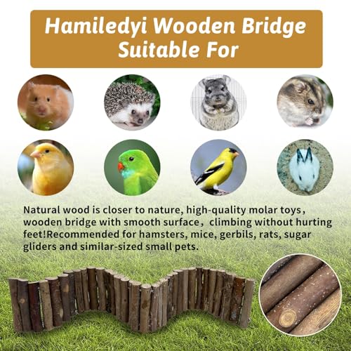 Hamiledyi 2PCS Hamster Bridge Long Wood Dwarf Hamster Climbing Ladder 25.6×3.5IN Small Animals Cage Accessories for Syrian Gerbils Mice Rat Sugar Glider Wooden Hideout Toy - size: 25.6" × 3.5" (2 pcs)
