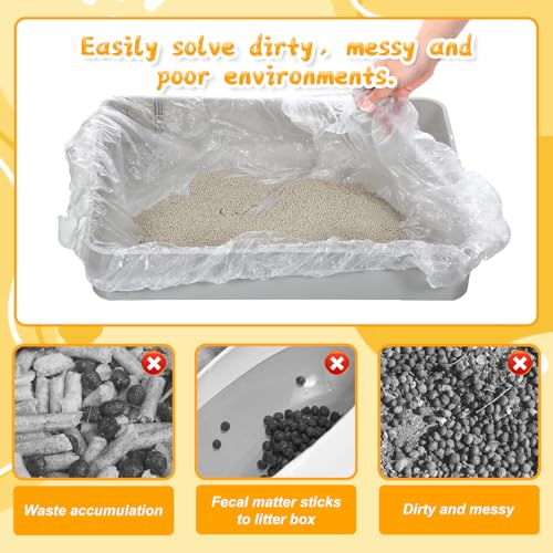 60 Pcs Disposable Plastic Cage Liners 27x19 inch Clear Bunny Litter Box Liners Elastic Small Animals Toilet Film Cover Bags for Hamster Ferret Hedgehog Guinea Pig