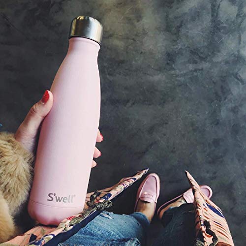S'well Stainless Steel Water Bottle, 17oz, Pink Topaz, Triple Layered Vacuum Insulated Containers Keeps Drinks Cold for 36 Hours and Hot for 18, BPA Free, Perfect for On the Go - color: Pink Topaz, size: 17 Ounces