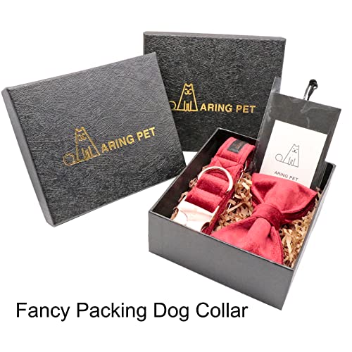 ARING PET Velvet Dog Collar-Soft Bowtie Dog Collars with Metal Buckle, Cute&Comfortable Christmas Red Dog Collar with Bow for Small Medium Large Dogs - color: B-Christmas Red, size: X-Small (Pack of 1)