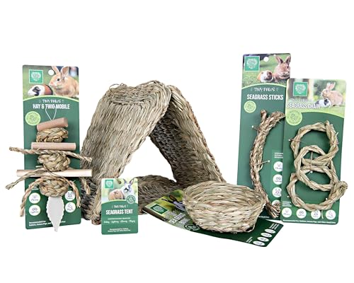Small Pet Select Tiny Paws Seagrass Play Pack, Toys, Tunnel & Hideout | Natural Chew Toys & Cage Accessories, For Guinea Pigs, Rabbits, Bunnies & Other Small Pets