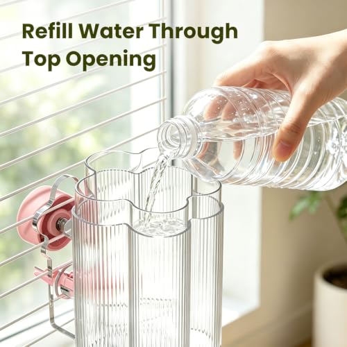 8.4 Oz No Mess Bird Water Feeder, Auto Parrot Cage Water Dispenser (Pink) | Magnetic Mount, Drip-Free, Easy Top Refill, Mount Inside or Outside Cage, for Parakeets Cockatiels Budgies Lovebirds Canary - color: Pink