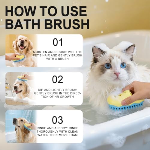 HOP Yellow Dog Bath Brush Shoe-Shape Dog Washing Brush for Small Dogs&Cats | Soft TPR Bristles,Dog Massage Shampoo Brush,Pet Grooming Tool,Remove Loose Hair Knots Deep Cleansing