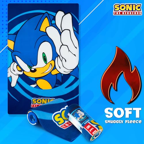 Get trend Sonic The Hedgehog Throw Blanket for Kids, 39x59 in, Soft Warm Vibrant Fleece Throw for Couch, Bed, Cozy Travel Blanket, Gamer Gifts for Boys