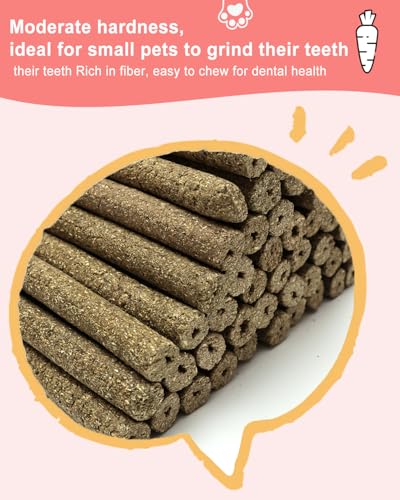 40PCS Timothy Hay Chew Sticks for Small Animals, High Fiber Dental Treats & Cage Enrichment Chews for Hamsters, Rabbits, Guinea Pigs, Chinchillas, Gerbils and Small Pets