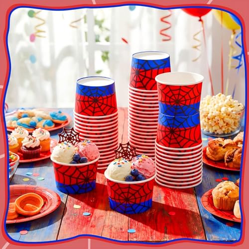 Jingmore 100 Pcs Ice Cream Paper Cups Bulk 8 oz Disposable Dessert Bowls for Hot or Cold Food Snack Treats Gift for Birthday Summer Party Favor Decoration(Spider) - style: Spider