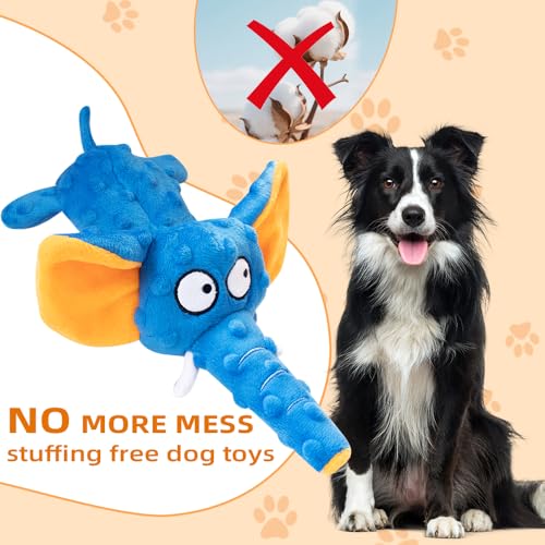 2 Pack Zesty Squeaky Dog Toys with Crinkle Paper & Squeaker - Plush Feel Stuffing-Free Chew Toys for Gentle Small and Medium Dogs, Puppy Teething Toys for Boredom Relief & Dental Care