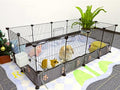 CHEGRON Guinea Pig Cages 8 Sq Ft Expandable C&C Cage Habitats for 2 Small Animal Pet Playpen Metal Grids Indoor Rabbit Fence Hedgehog Cage with PVC Bottom, 48 x 24 x 15.7 inch, 12 Panels - color: Grey-with Rope Liner