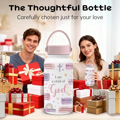 Christian Gifts for Women, 25oz Child of God Water Bottle with Straw Lid & Direct-drink Lid - God Insulated Water Bottles, BPA-free Leakproof Sports Waters Bottle for Daily School, Christ Gift Cup - color: Purple Christ