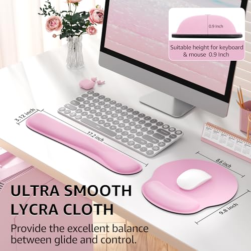 KTRIO Keyboard Wrist Rest & Mouse Pad with Wrist Rest, Pale Pink | Memory Foam Wrist Support, Ergonomic Design, Non-Slip Base, Office and Home Use - color: Pale Pink