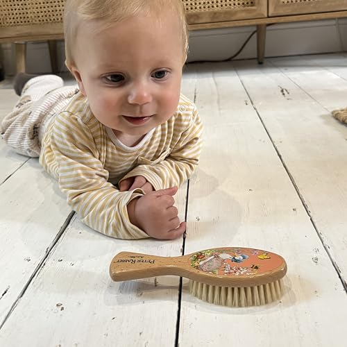 Kent Peter Rabbit Jemima Puddle Duck Baby Hair Brush and Comb Set, Soft Bristle Newborn Hair Brush, Wooden Beechwood Baby Brush Set for Fine Hair