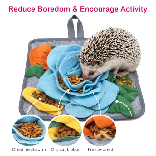 5Pcs Hedgehog Foraging Toy – Snuffle Mat, Snuffle Ball & Carrot Treat Toys for Hedgehog Cage Enrichment, Interactive Feeding Toys for Hedgehog, Rabbit & Guinea Pig, Small Pet Foraging Toys