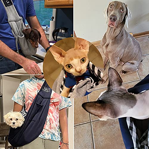 Dog and Cat Sling Carrier - Hands Free Reversible Pet Papoose Bag - Soft Pouch and Tote Design - Suitable for Puppy, Small Dogs Cats Outdoor - color: Classic Blue
