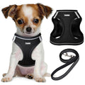No Pull Dog Puppy Harness and Leash Set Reflective Mesh Vest Medium - color: Black, size: Medium (Pack of 1)