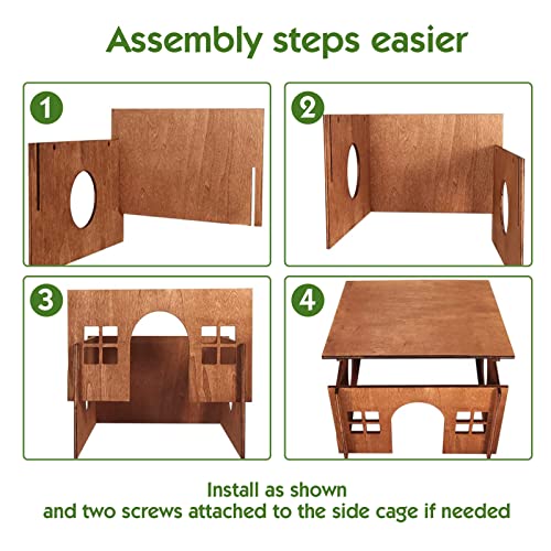Large Rabbit Hideouts, Wooden Bunny House Rabbit Houses and Hideouts | Small Animal Habitat Castle for Indoor Bunnies, Guinea Pigs, Hamsters, Chinchillas - color: Brown Style 1, size: Large